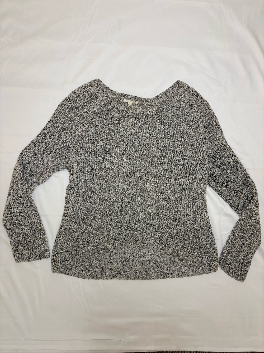 Eileen Fisher Women’s Large Marled Open Knit 100% Cotton Sweater